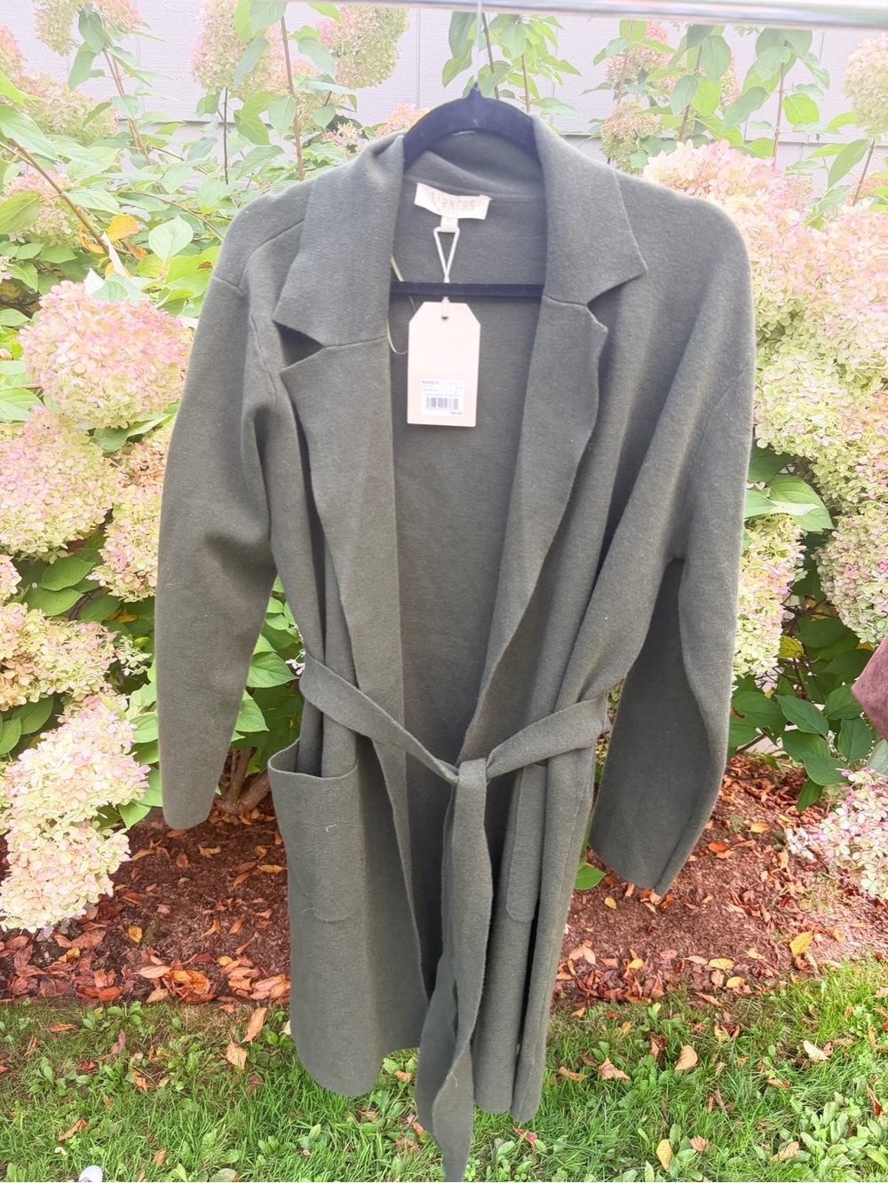 Kohl's Olive Green Knit Long Robe with Belt